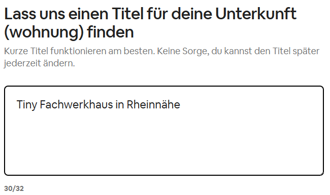 Airbnb Unterkunftstitel