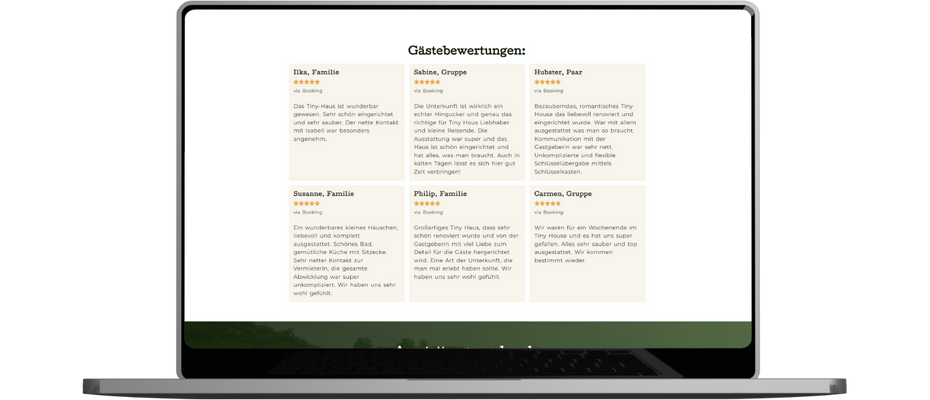Gästebewertungen auf Fewo Website