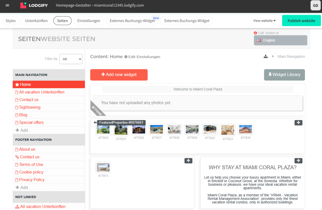 Lodgify Website Gestalter Screenshot