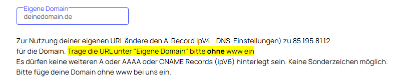 Eigene Domain Smoobu Webseitenbaukasten