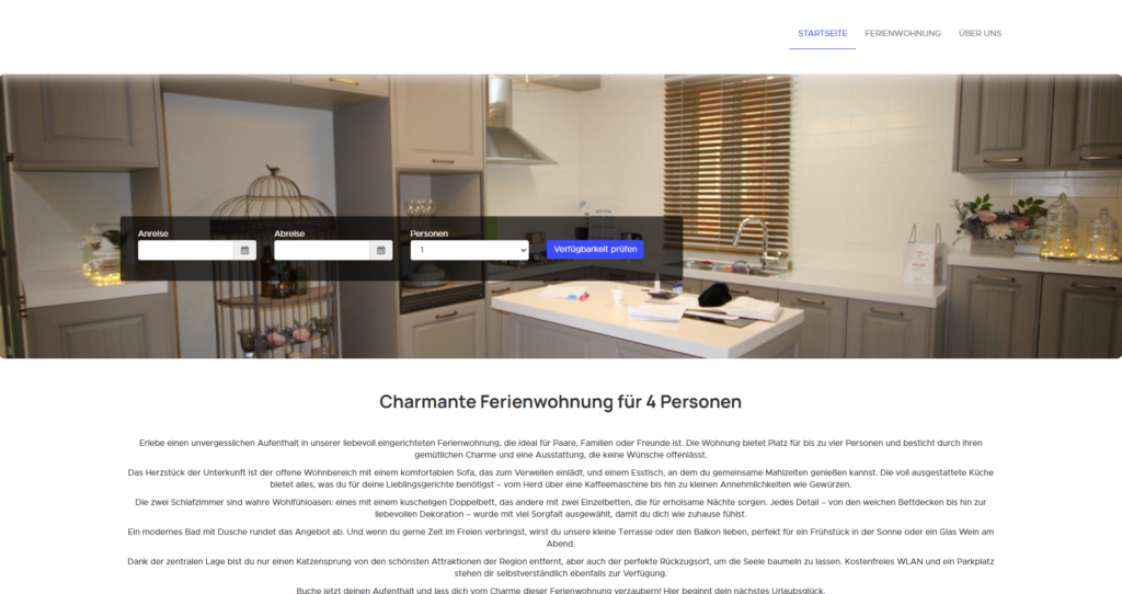 Mit Smoobu erstellte Website
