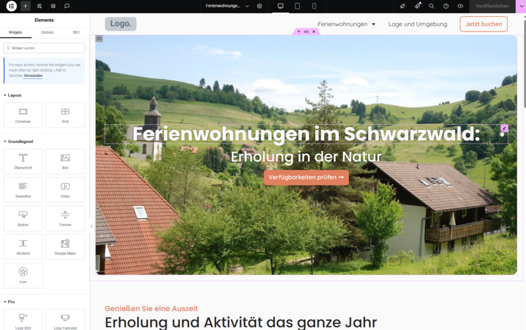 Ferienwohnung Homepage erstellen Beispiel