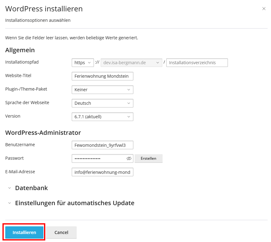 WordPress installieren